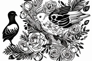 lettre M avec une colombe tattoo idea