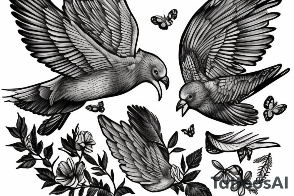 M avec une colombe tattoo idea