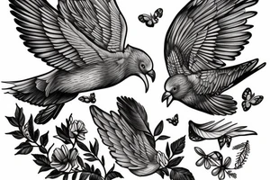 M avec une colombe tattoo idea