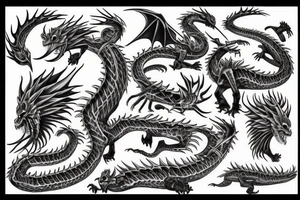 Skeleton dragon sleeve tattoo idea