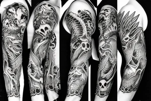Skeleton dragon sleeve tattoo idea