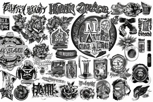 Create a tattoo sketch for my entire arm with a theme of straight edge, hardline, and a healthy lifestyle, in a classic old school style. tattoo idea