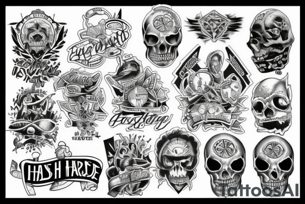 Create a tattoo sketch for my entire arm with a theme of straight edge, hardline, and a healthy lifestyle, in a classic old school style. tattoo idea