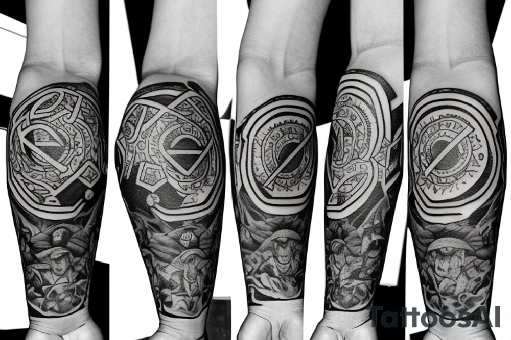 Create a tattoo for my entire arm with a theme of straight edge, hardline, and a healthy lifestyle, in a classic old school style. tattoo idea