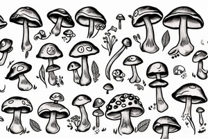 cute mushroom with a frog riding it tattoo idea