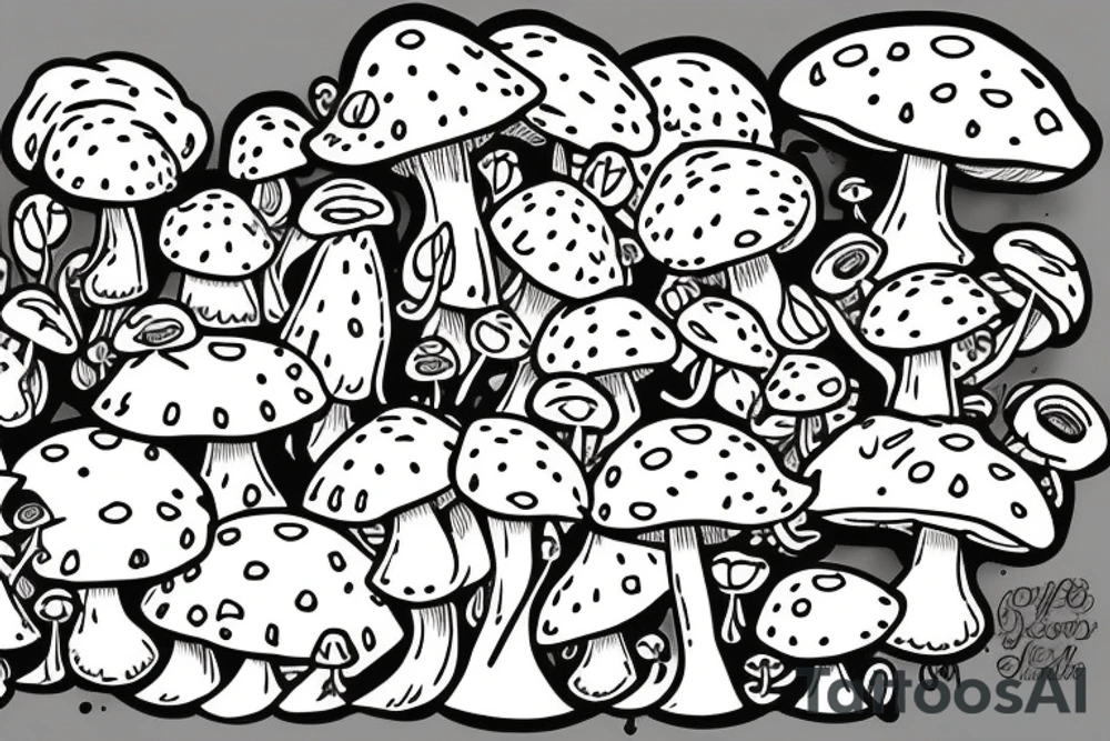 cute mushroom with a frog riding it tattoo idea