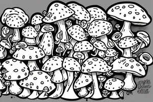 cute mushroom with a frog riding it tattoo idea