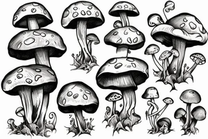 cute mushroom with a frog riding it tattoo idea
