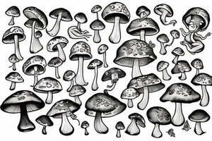 cute mushroom with a frog riding it tattoo idea
