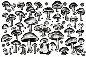 cute mushroom with a frog riding it tattoo idea