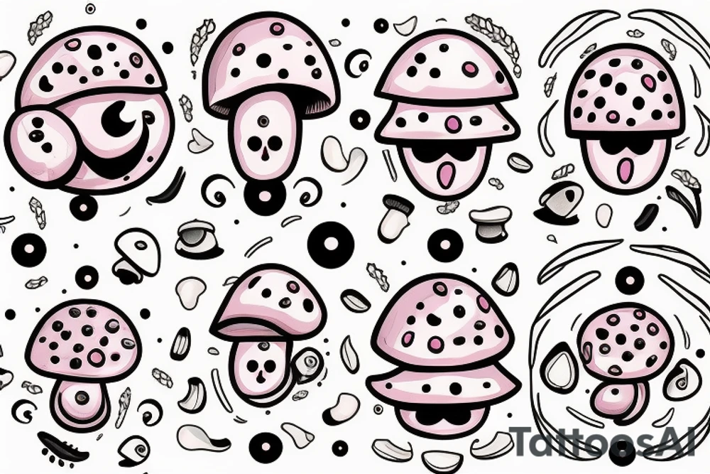 cute faced mushroom winking tattoo idea