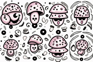 cute faced mushroom winking tattoo idea
