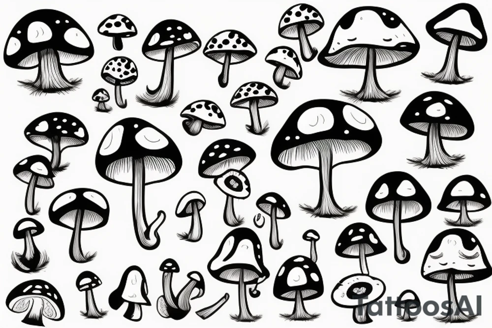 cute faced mushroom winking tattoo idea