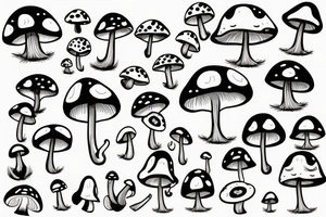 cute faced mushroom winking tattoo idea