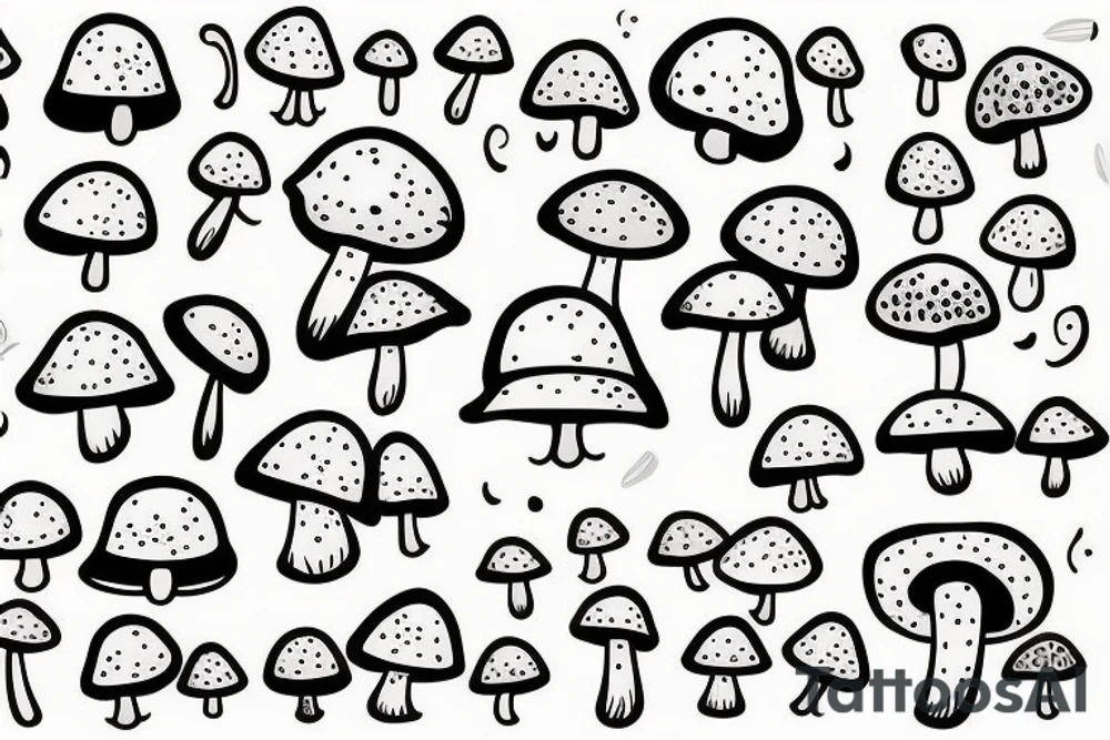 cute faced mushroom winking tattoo idea