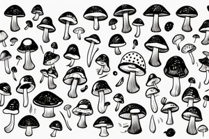 cute faced mushroom winking tattoo idea