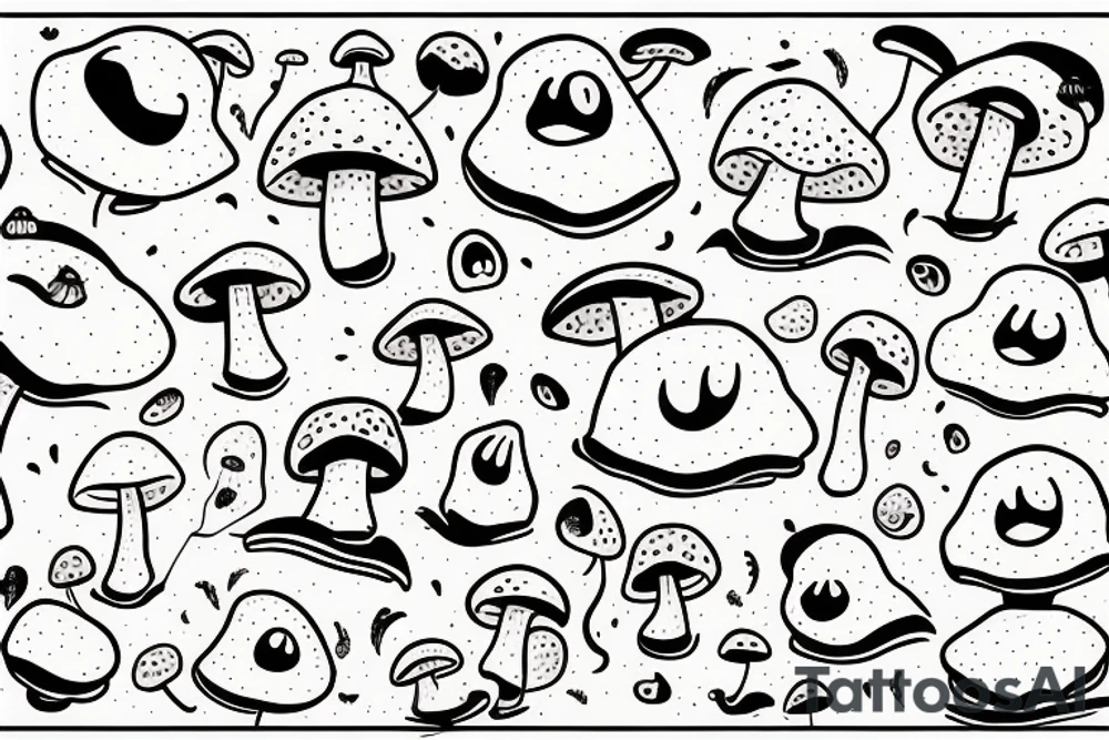 cute faced mushroom winking tattoo idea
