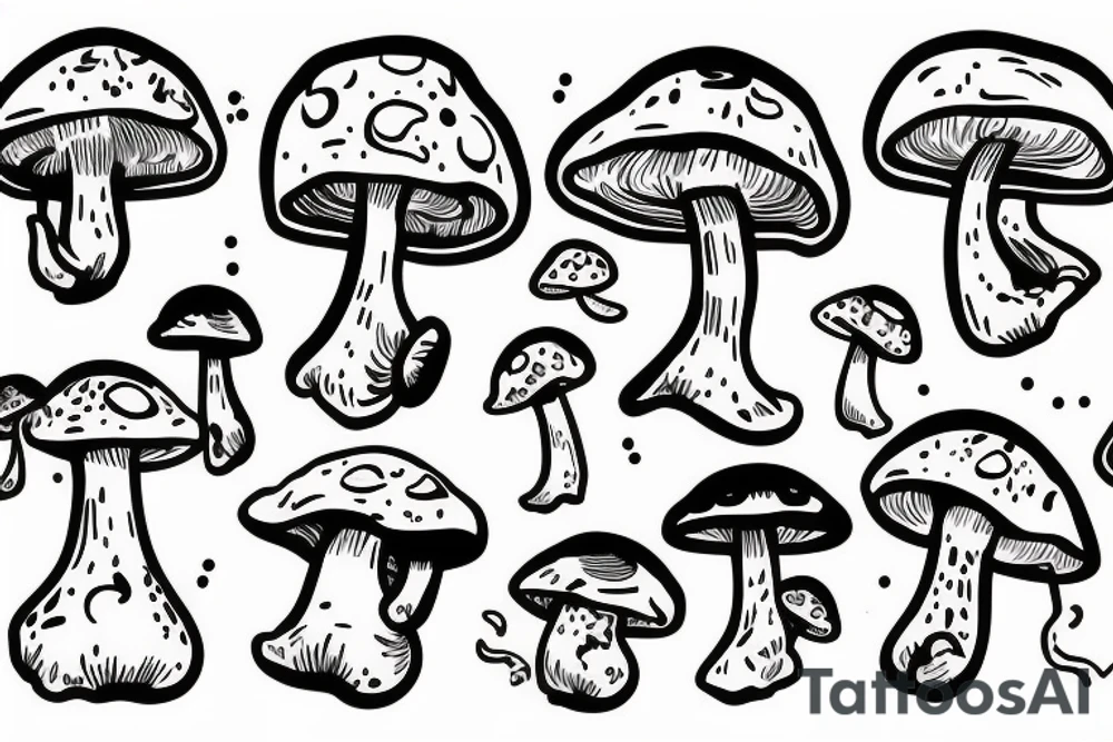 cute fat mushroom with arms tattoo idea