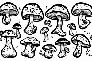 cute fat mushroom with arms tattoo idea