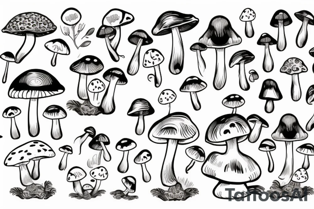 cute fat mushroom with arms tattoo idea