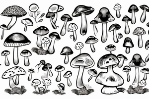 cute fat mushroom with arms tattoo idea