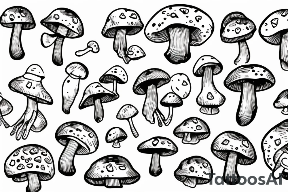 cute fat mushroom with arms tattoo idea