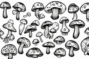 cute fat mushroom with arms tattoo idea