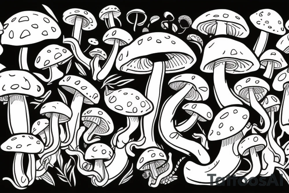 mushroom man with arms tattoo idea