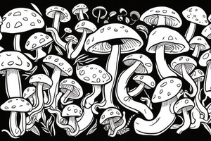 mushroom man with arms tattoo idea