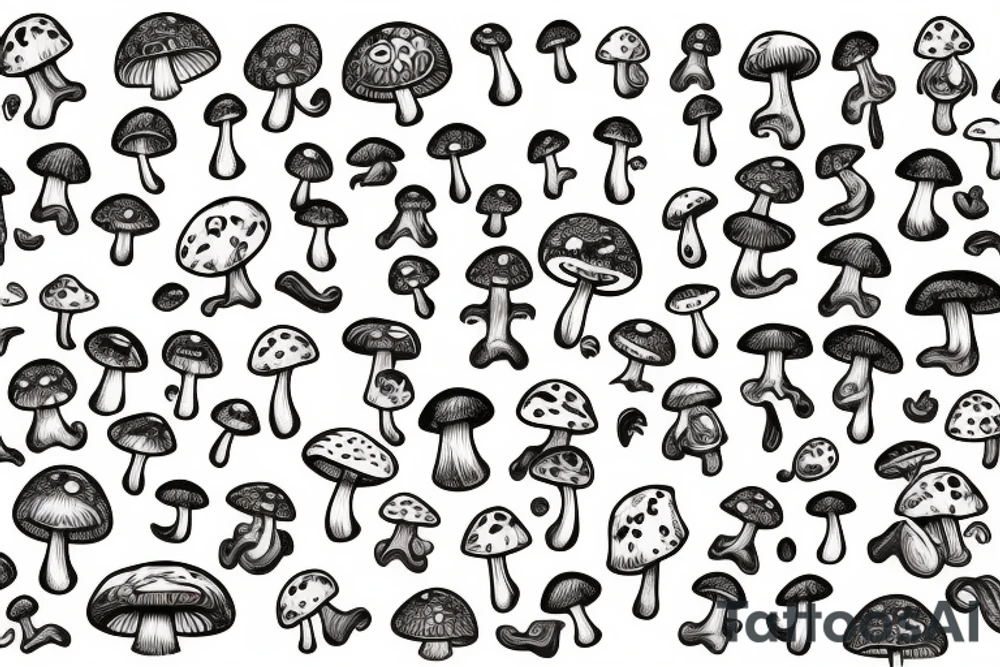 mushroom man with arms tattoo idea