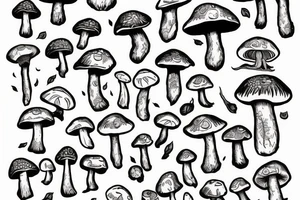 mushroom man with arms tattoo idea