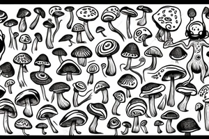 mushroom man with arms tattoo idea
