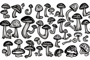mushroom man with arms tattoo idea