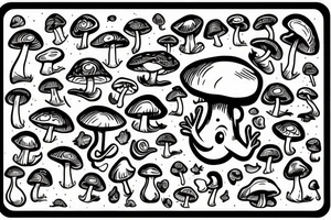 mushroom man with arms tattoo idea