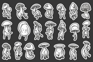 mushroom man with arms tattoo idea