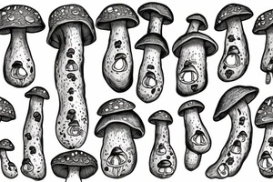 mushroom man with arms tattoo idea