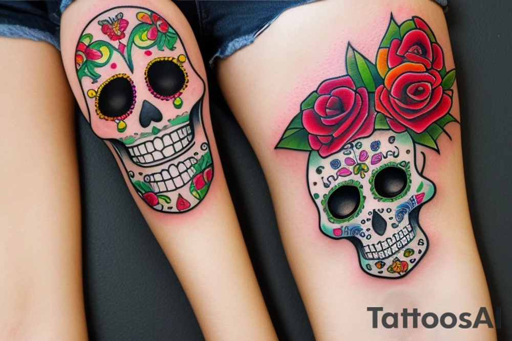 Watercolour sugar skull tattoo idea