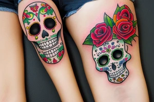 Watercolour sugar skull tattoo idea
