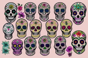 Watercolour sugar skull tattoo idea