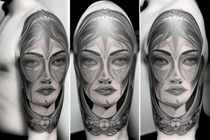 Imagine an outline of a human head or profile. Within this outline is a mirrored surface. In the mirror, there's a dark, ghostly reflection of the face, contrasting against the main form tattoo idea