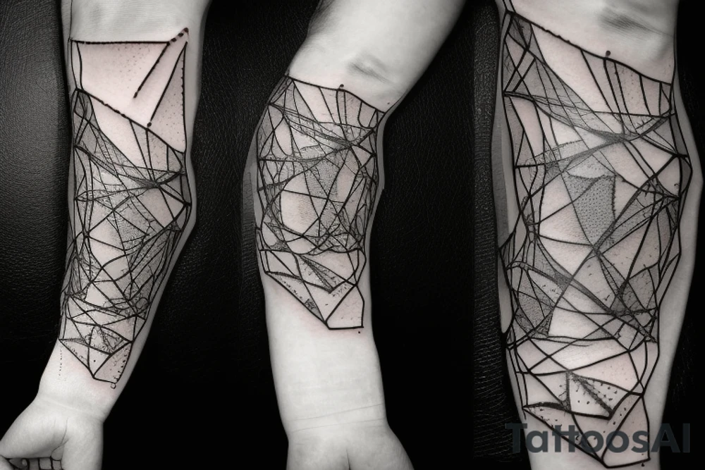 A broken mirror framed by chains, symbolizing attempts to hold together fragmented memories or a fractured soul. The intertwining chains suggest confinement and protection, reflecting personal experiences or emotions tattoo idea