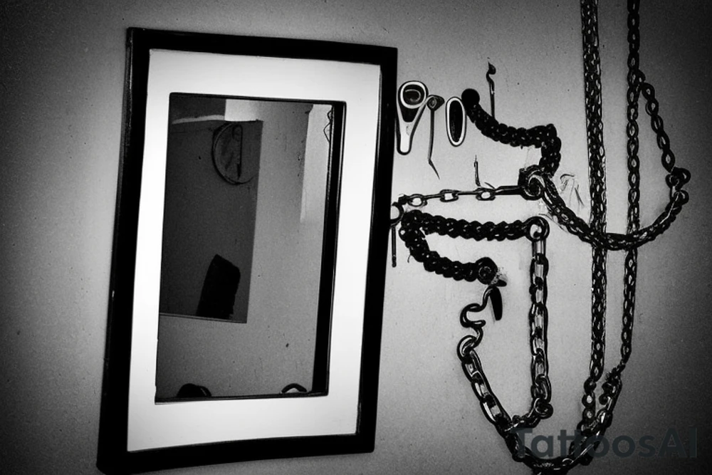 A broken mirror framed by chains or razors. Reminder never to make same mitstakes tattoo idea