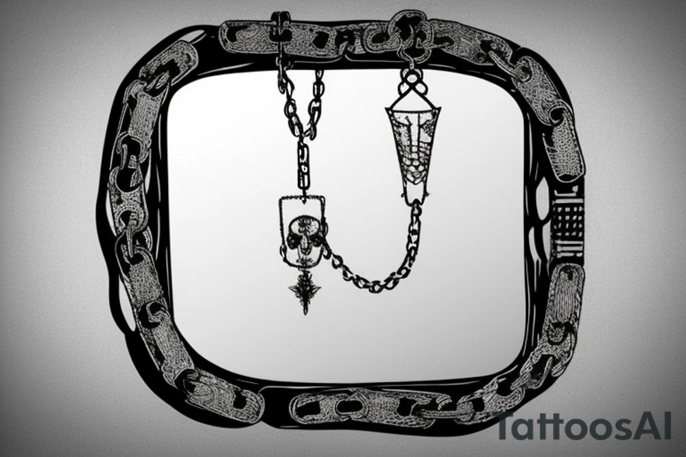 A broken mirror framed by chains or razors. tattoo idea