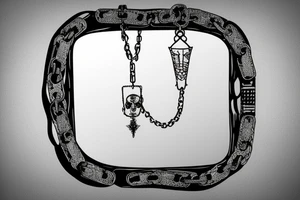 A broken mirror framed by chains or razors. tattoo idea