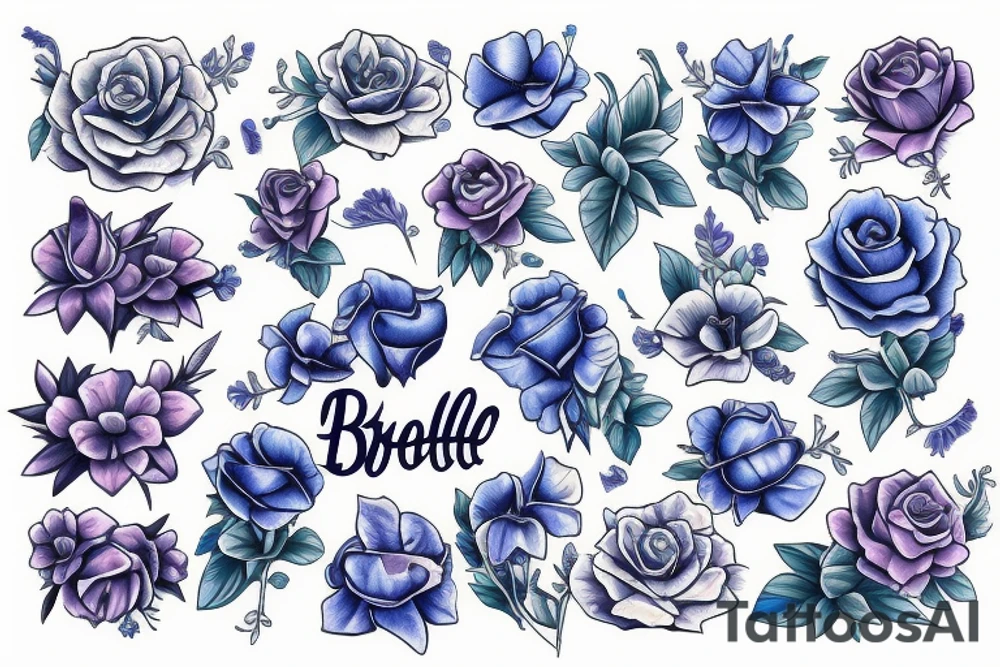 Blue bell flowers rock and roll tattoo idea