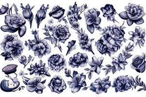 Blue bell flowers rock and roll tattoo idea