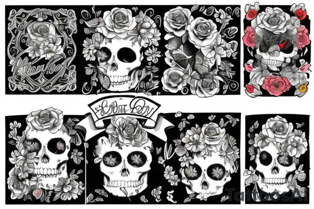 Flowers rock and roll tattoo idea