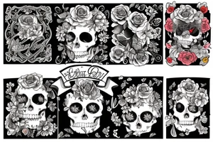 Flowers rock and roll tattoo idea