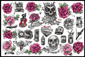 Flowers rock and roll tattoo idea