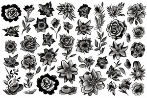 Rock and roll flowers tattoo idea